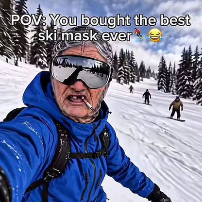 Realistic Old Man Face Ski Mask 3D Printed Funny Balaclava with Neck Warmer for Outdoor Winter Motorcycle Sports Cover