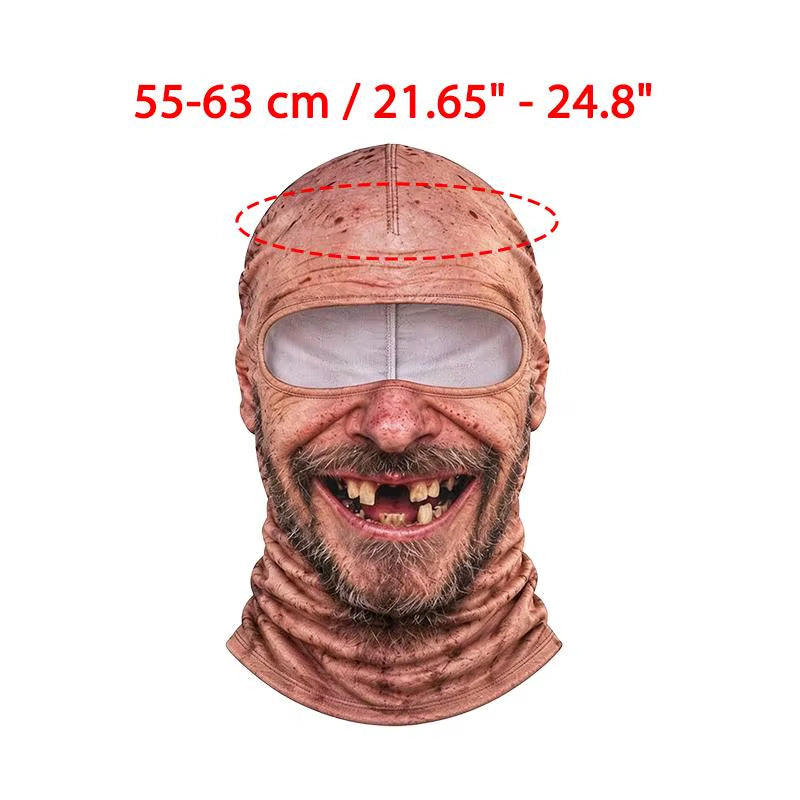 Realistic Old Man Face Ski Mask 3D Printed Funny Balaclava with Neck Warmer for Outdoor Winter Motorcycle Sports Cover
