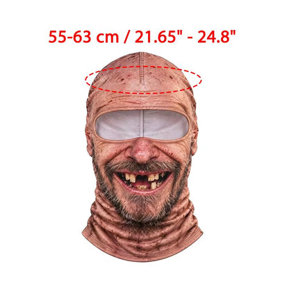 Realistic Old Man Face Ski Mask 3D Printed Funny Balaclava with Neck Warmer for Outdoor Winter Motorcycle Sports Cover